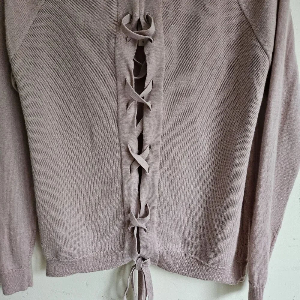 Lululemon Tied To You Merino Wool Sweater Pink Lace Up Back Balletcore 6